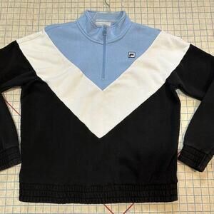 Fila Women's Sweatshirt Size XL Mock Neck 1/4 Zip Pullover  Retro Baby Blue